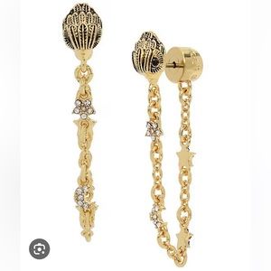 Kurt Geiger Signature Eagle Crystal Swag Chain Front Back Earrings